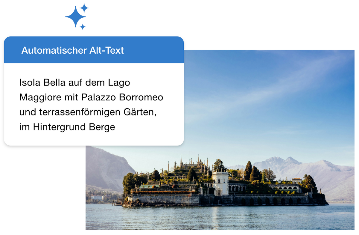 Isola Bella auf dem Lago Maggiore mit automatischer Alt-Text Erstellung